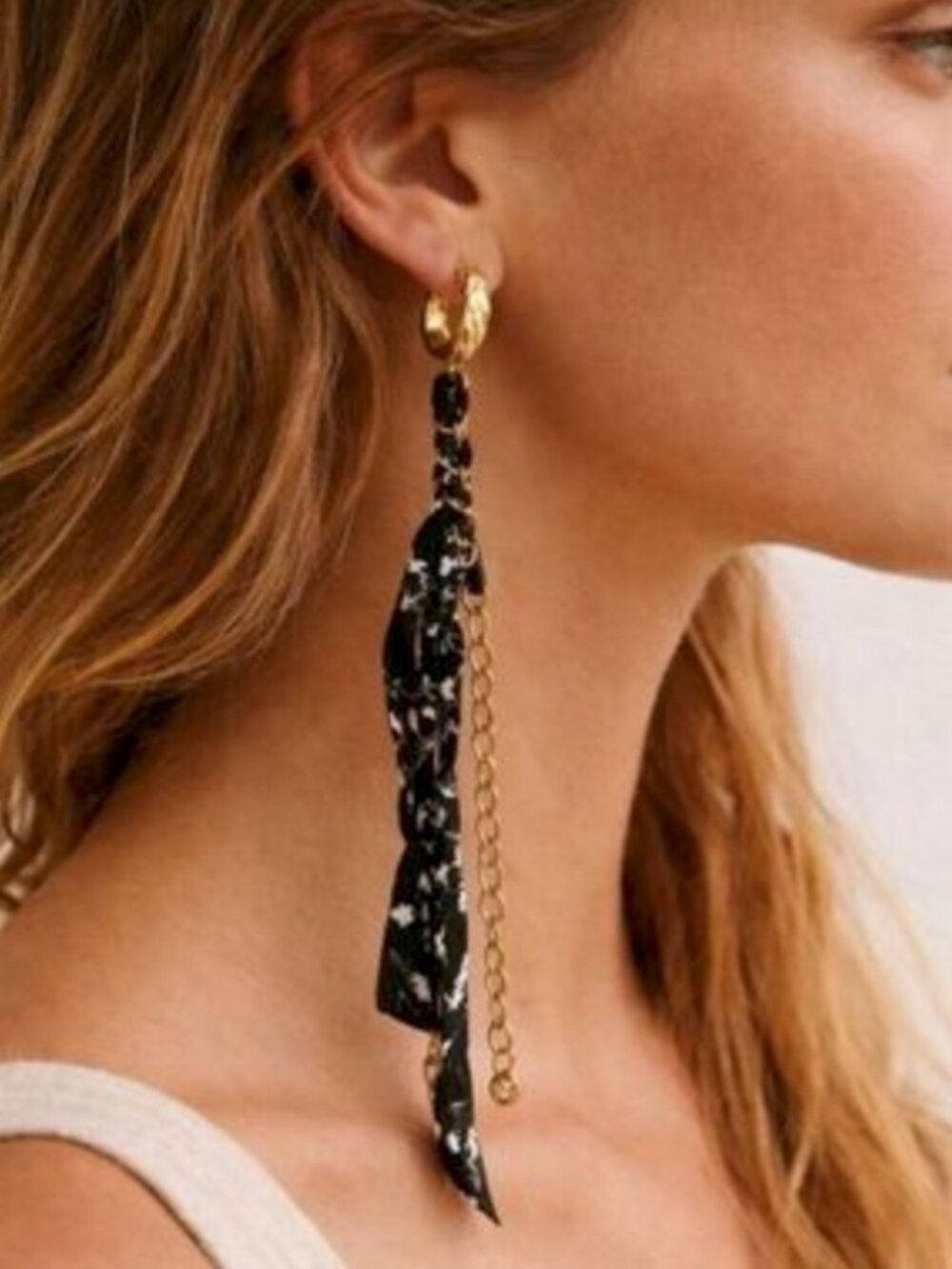 Free People NWT Ariana Ost Mae Scarf Dangle Blue Earrings